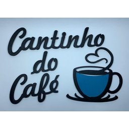 Kit Decorativo Cantinho do Café - Robert Plant Xícara Flutuante e Letreiro - Branco com Azul - 2
