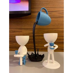 Kit Decorativo Cantinho do Café - Robert Plant Xícara Flutuante e Letreiro - Branco com Azul - 3