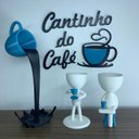 Ver imagem 1 de Kit Decorativo Cantinho do Café - Robert Plant Xícara Flutuante e Letreiro - Branco com Azul