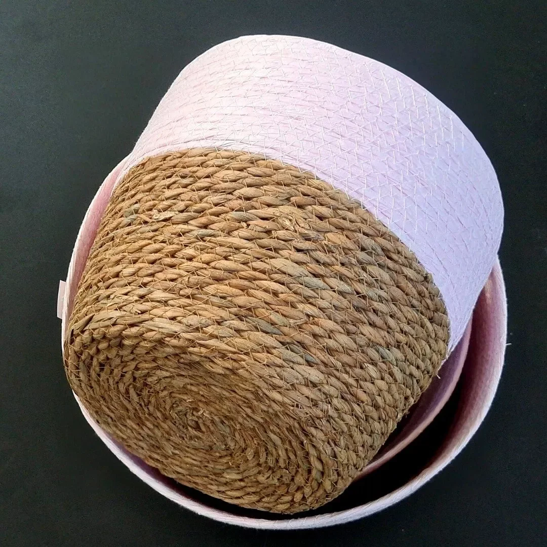 Ver imagem 4 de Jogo 3 Cestos Fibra Natural Algodão Rosa Organizador Multiuso