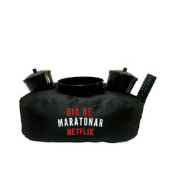 Almofada Porta Pipoca Dia de Maratonar Netflix:Liso/Preto - 1