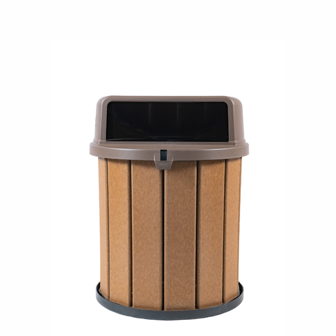 Lixeira Madeira Plástica 75 Litros - 50 Cm:marrom/marrom