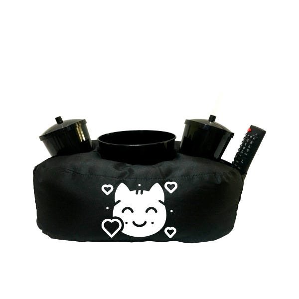 Almofada Porta Pipoca Gatinho:Liso/Preto