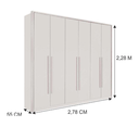 Ver imagem 2 de Guarda Roupa Casal 100% MDF 6 Portas 6 Gavetas 278cm Anápolis Branco - Valverde