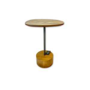 Mesa de Apoio Nur – Design Orgânico com Efeito Marmorizado Carvalho/tampo Efeito Marmorizado