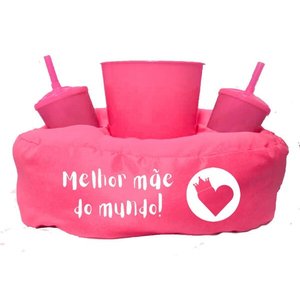 Almofada Porta Pipoca Rosa Melhor Mãe Do Mundo:Liso/Rosa