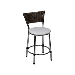 Banqueta Baixa Cromada Cozinha Americana de Fibra Sintetica:branco - 1