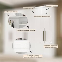 Guarda Roupa Casal Ambiente Sumatra Branco Brilho – Demóbile - 3