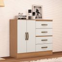 Ver mais imagens de Cômoda Sapateira para Quarto 2 Portas 4 Gavetas Lisa Nature/off White