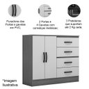 Ver imagem 6 de Cômoda Sapateira para Quarto 2 Portas 4 Gavetas Lisa Nature/off White