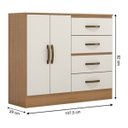 Ver imagem 3 de Cômoda Sapateira para Quarto 2 Portas 4 Gavetas Lisa Nature/off White