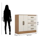 Ver imagem 7 de Cômoda Sapateira para Quarto 2 Portas 4 Gavetas Lisa Nature/off White