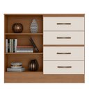 Ver imagem 2 de Cômoda Sapateira para Quarto 2 Portas 4 Gavetas Lisa Nature/off White