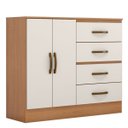 Ver imagem 1 de Cômoda Sapateira para Quarto 2 Portas 4 Gavetas Lisa Nature/off White