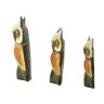 Escultura Enfeite Trio Corujas Mod A Madeira de Bali Imp - 2