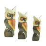 Escultura Enfeite Trio Corujas Mod A Madeira de Bali Imp - 1