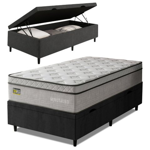 Cama Box Baú Colchão Solteiro Ortopédico D33 88x188x75cm Minotauro Hellen - Suporta até 120 kg