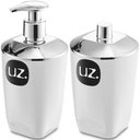 Ver imagem 1 de Kit Porta Algodão Cotonete e Sabonete Líquido 400ml Brancos Uz Plástico Bancada de Banheiro