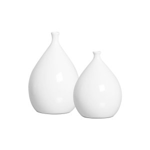 Dupla Vaso de Cerâmica Branco Enfeite de Mesa Mimo Clássico