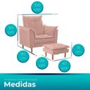 Ver imagem 5 de Poltrona Amamentar Ergonômica com Puff em Suede - Meu Estofado:rose