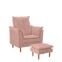 Ver imagem 1 de Poltrona Amamentar Ergonômica com Puff em Suede - Meu Estofado:rose