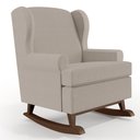 Ver imagem 1 de Poltrona De Amamentação Com Balanço Malu Base De Madeira P02 Linho Bege - Lyam Decor