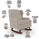 Ver imagem 4 de Poltrona De Amamentação Com Balanço Malu Base De Madeira P02 Linho Bege - Lyam Decor