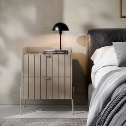 Mesa de Cabeceira em Madeira Mdf Conect Moriah 45cm:conectchampagne - 4