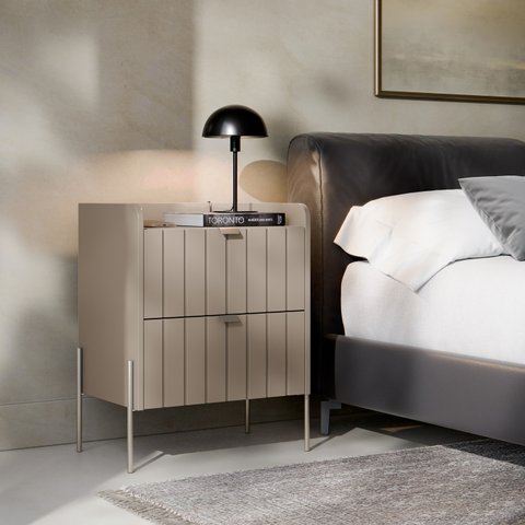 Mesa de Cabeceira em Madeira Mdf Conect Moriah 45cm:conectchampagne