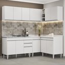 Ver imagem 2 de Armário de Cozinha Modulado de Canto 6 Peças Cp30 com Pia Inox Branco - Lumil Lumil Móveis