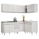 Ver imagem 1 de Armário de Cozinha Modulado de Canto 6 Peças Cp30 com Pia Inox Branco - Lumil Lumil Móveis