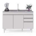 Ver imagem 7 de Armário de Cozinha Modulado de Canto 6 Peças Cp30 com Pia Inox Branco - Lumil Lumil Móveis