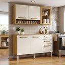 Ver imagem 1 de Kit Cozinha Compacta Athenas com Balcão 3 Portas 2 Gavetas e Armário Aéreo Porta de Vidro Mobilihous