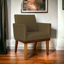Ver imagem 2 de Poltrona Decorativa para Sala Recepção Consultório Escritório Base em Madeira Divine Suede
