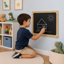 Ver imagem 6 de Lousa Quadro Negro 30x40cm em Madeira Mural Recados Parede Estudo Brincadeira Escolinha Infantil Res