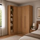 Ver imagem 1 de Guarda Roupa de Canto Safira 3 Portas 3 Gavetas MDF Fosco Cumaru
