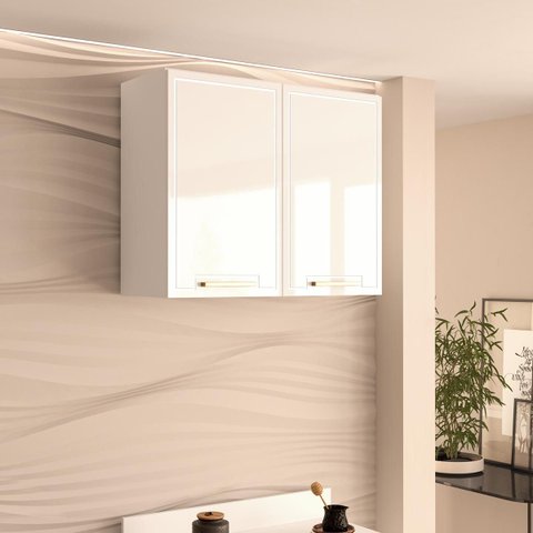 Armário de Cozinha Aéreo Amara 80x66cm com 2 Portas Branco 250022