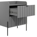 Ver imagem 5 de Mesa Cabeceira com Gaveta Cinza Madeira Mdf Pés Puxador Aço Preto