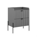 Ver imagem 3 de Mesa Cabeceira com Gaveta Cinza Madeira Mdf Pés Puxador Aço Preto