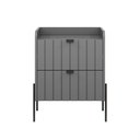 Ver imagem 4 de Mesa Cabeceira com Gaveta Cinza Madeira Mdf Pés Puxador Aço Preto