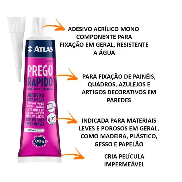 Kit 8 Prego Líquido Adesivo Cola Plástico Vidro Madeira 80g - 2