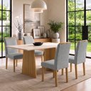 Ver imagem 1 de Conjunto de Mesa de Jantar 4 Lugares Lyra em MDF 120x80cm Cinamomo Off White e Cinza