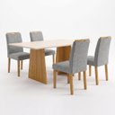 Ver imagem 2 de Conjunto de Mesa de Jantar 4 Lugares Lyra em MDF 120x80cm Cinamomo Off White e Cinza