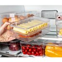 Ver imagem 4 de Porta Frios Duplo Transparente Organizador Clear Fresh Porta Queijo E Presunto OU