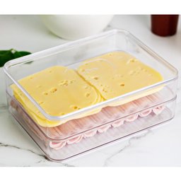 Porta Frios Duplo Transparente Organizador Clear Fresh Porta Queijo E Presunto OU - 7