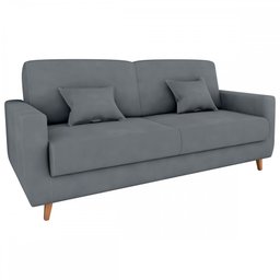 Sofá Cama 3 Lugares Emilia Reclinável Veludo Cinza - Matrix - 1