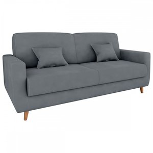 Sofá Cama 3 Lugares Emilia Reclinável Veludo Cinza - Matrix