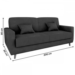 Sofá Cama 3 Lugares Emilia Reclinável Veludo Cinza - Matrix - 3