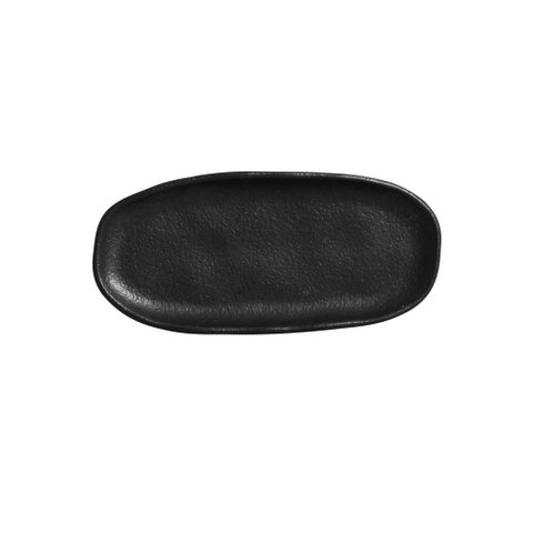 Travessa Rasa Oval 16,5x8cm Orgânico Preto Matte Comida Japonesa Cerâmica Porto Brasil