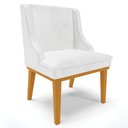 Ver mais imagens de Kit 3 Cadeiras Decorativas Sala de Jantar Base Fixa de Madeira Firenze PU Branco Brilho/Castanho G19